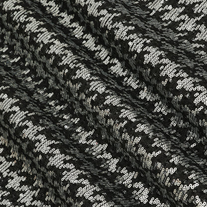 Black Denim Sequins Embroidery Fabric