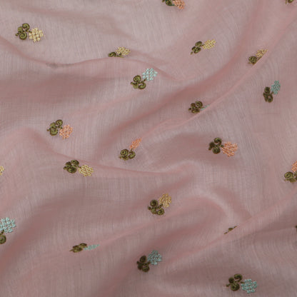 Baby Pink Color Chanderi  Booti  Fabric