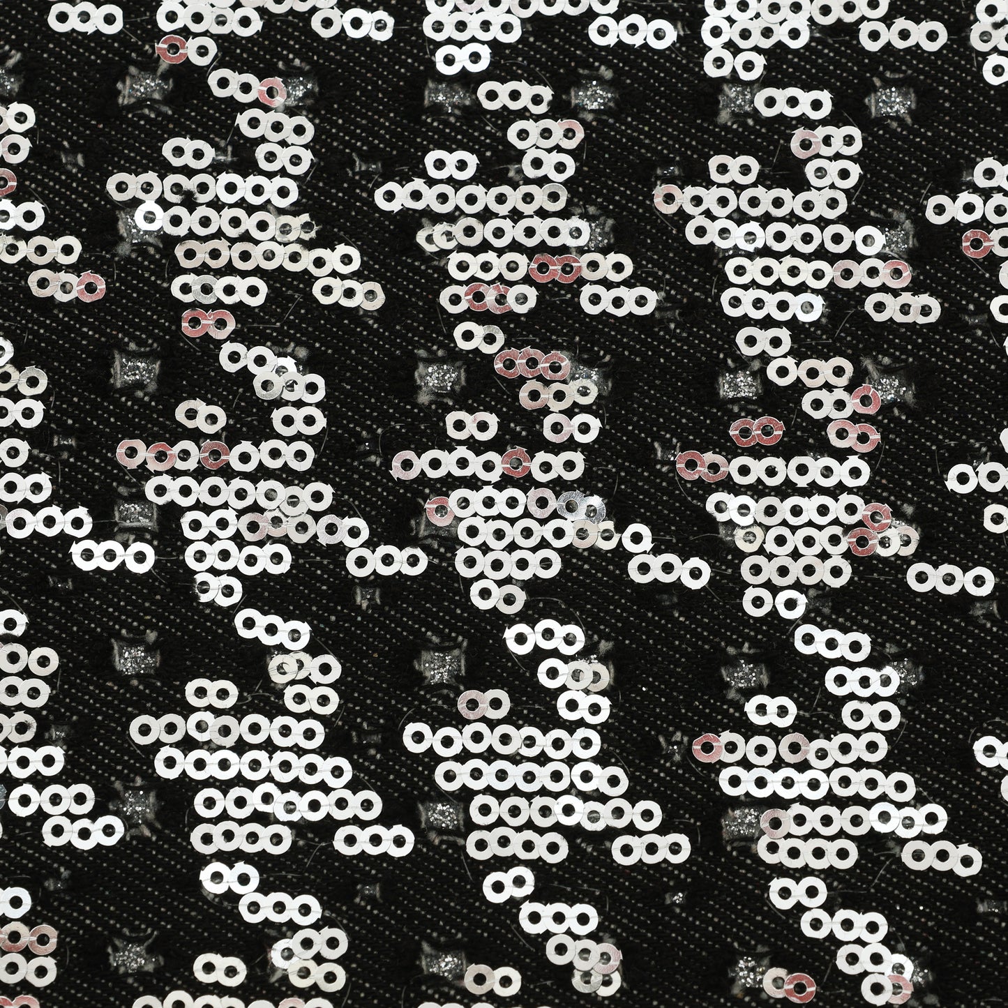 Black Denim Sequins Embroidery Fabric