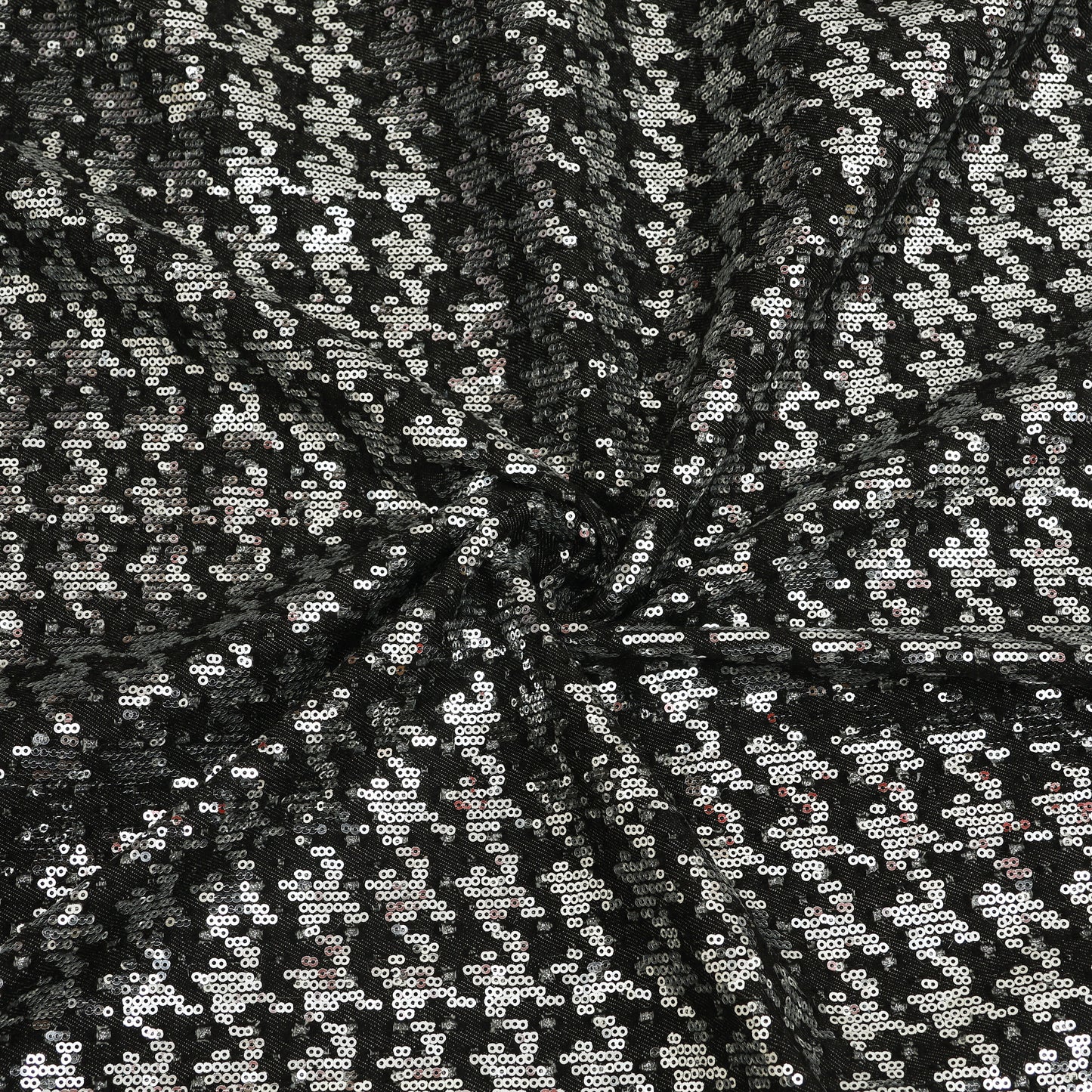 Black Denim Sequins Embroidery Fabric