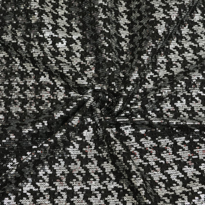 Black Denim Sequins Embroidery Fabric