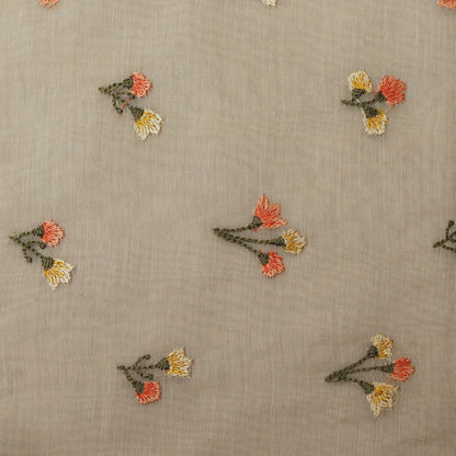 Beige Color Chanderi Embroidery Fabric