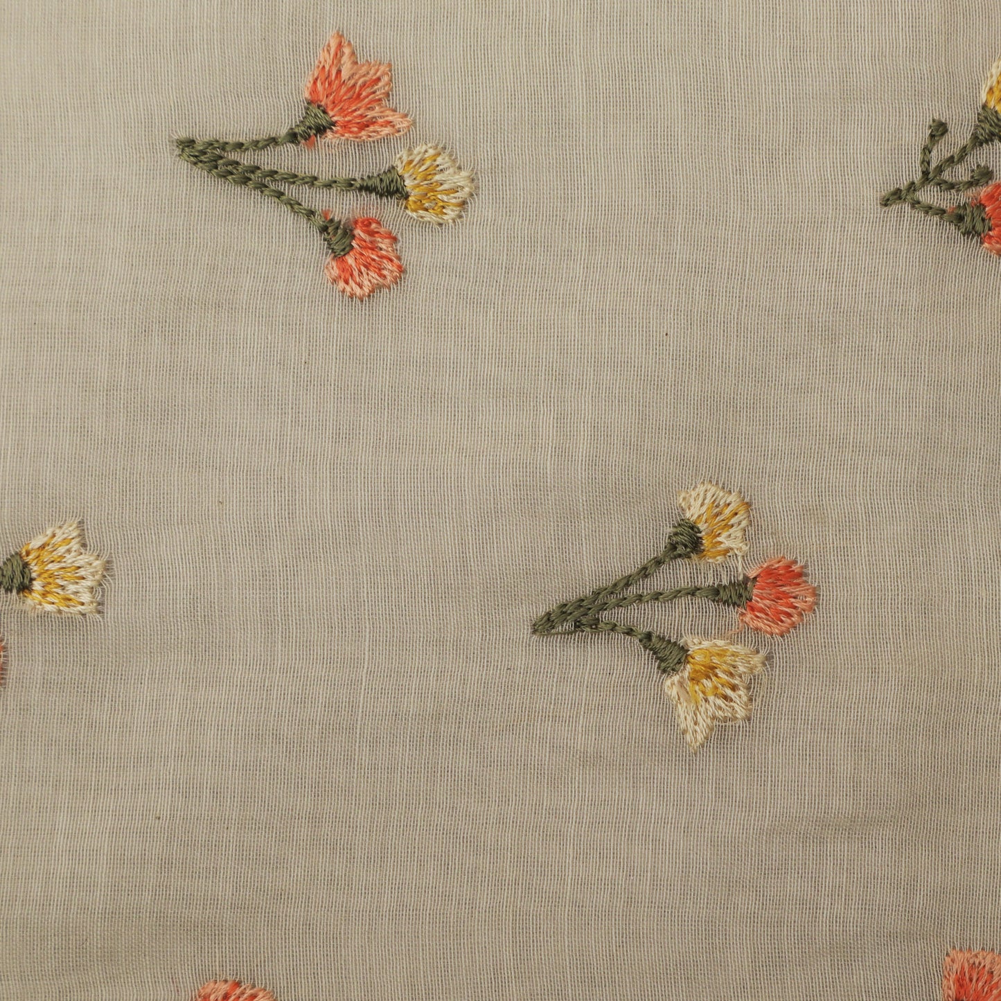 Beige Color Chanderi Embroidery Fabric