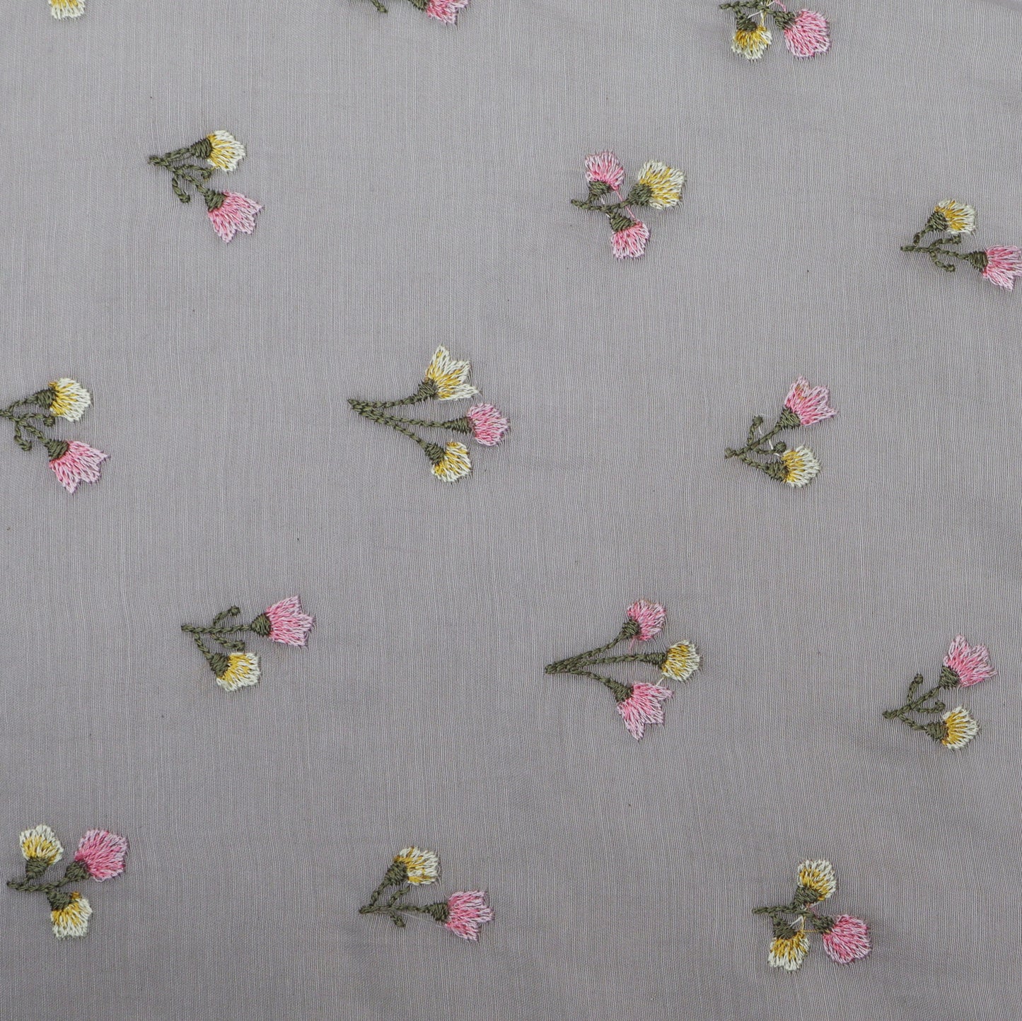 Grey Color Chanderi Embroidery Fabric