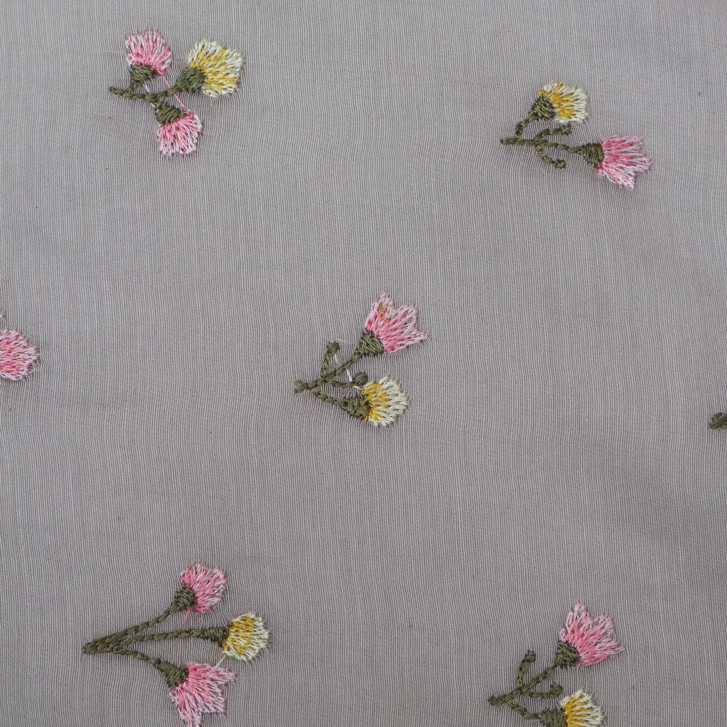 Grey Color Chanderi Embroidery Fabric