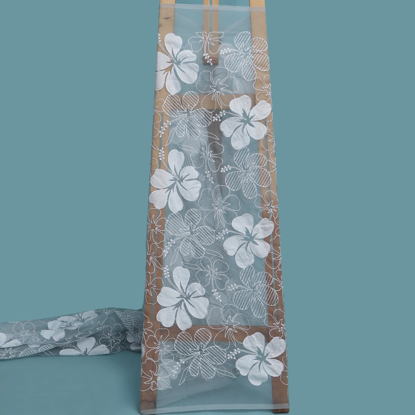 Grey Color Organza Embroidery Fabric