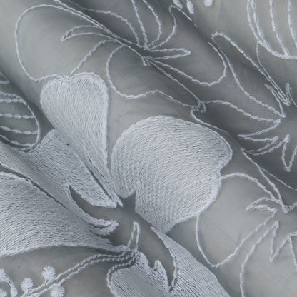 Grey Color Organza Embroidery Fabric