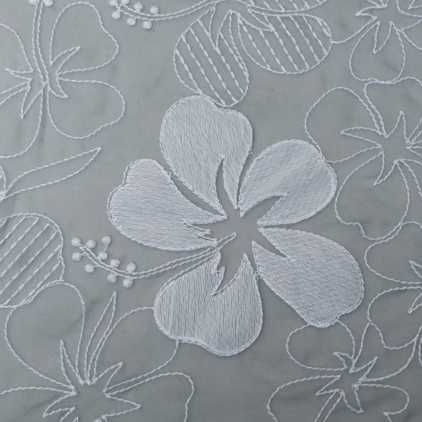 Grey Color Organza Embroidery Fabric