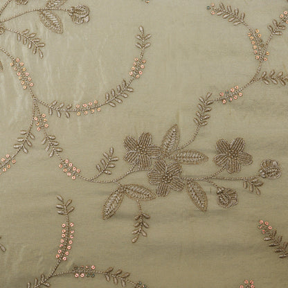Beige Color Tissue Embroidery Fabric