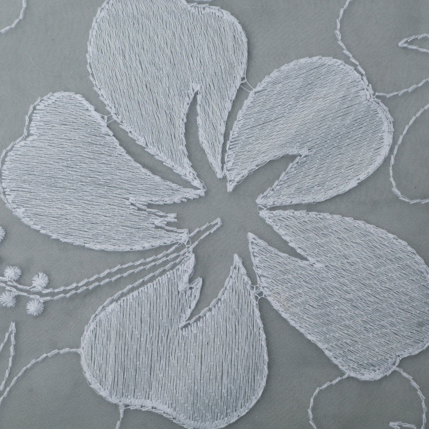 Grey Color Organza Embroidery Fabric