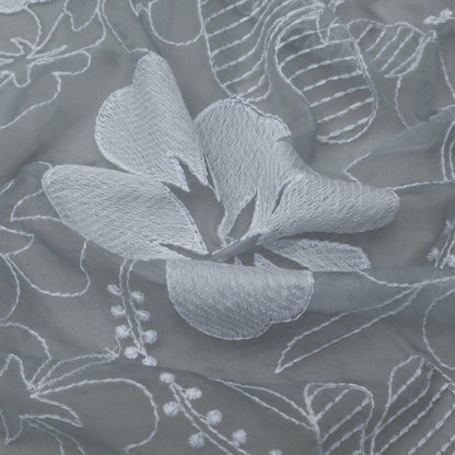 Grey Color Organza Embroidery Fabric