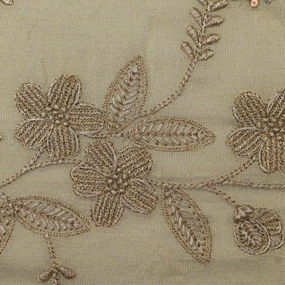 Beige Color Tissue Embroidery Fabric