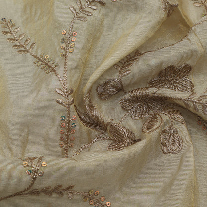 Beige Color Tissue Embroidery Fabric