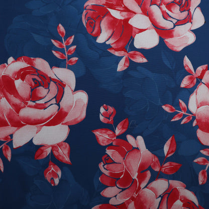 Blue Color Rayon Print Fabric