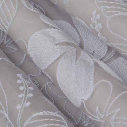 White Color Organza Embroidery Fabric