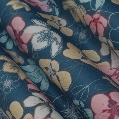 Blue Color Rayon Print Fabric