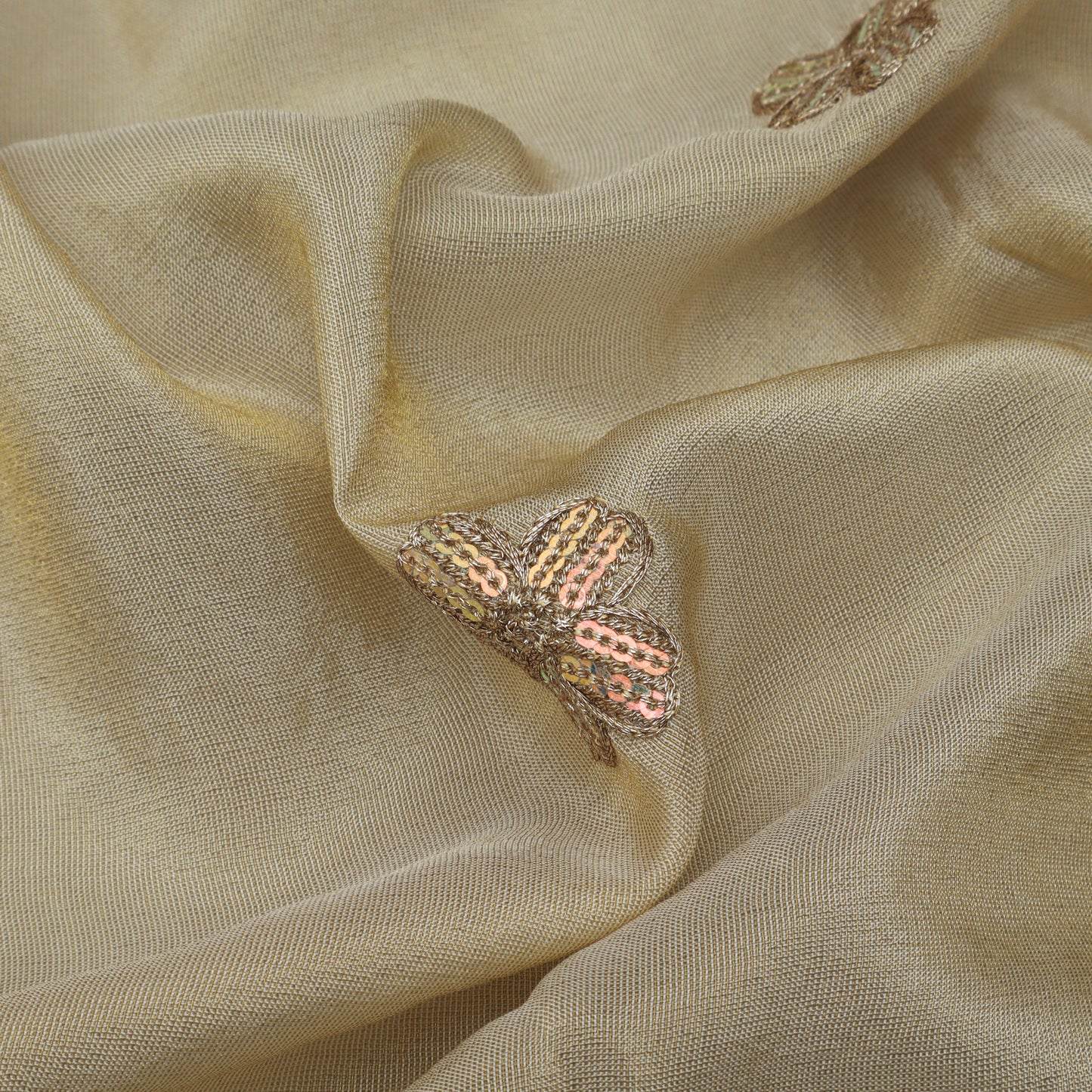 Beige Color Tissue Booti Fabric