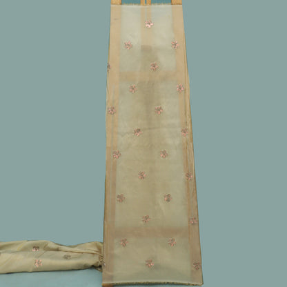 Beige Color Tissue Booti Fabric
