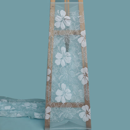 Sky Blue Color Organza Embroidery Fabric