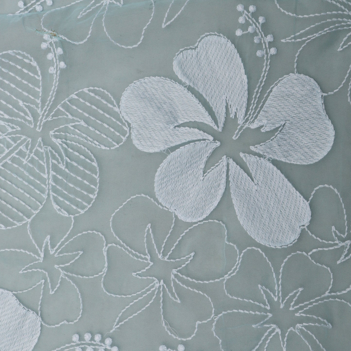 Sky Blue Color Organza Embroidery Fabric