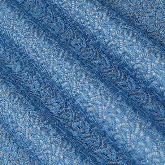 Zig Zag Pattern Blue Color Crosia Fabric