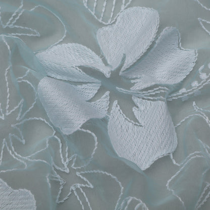 Sky Blue Color Organza Embroidery Fabric