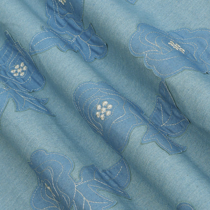 Denim Patch  Floral Work Embroidery