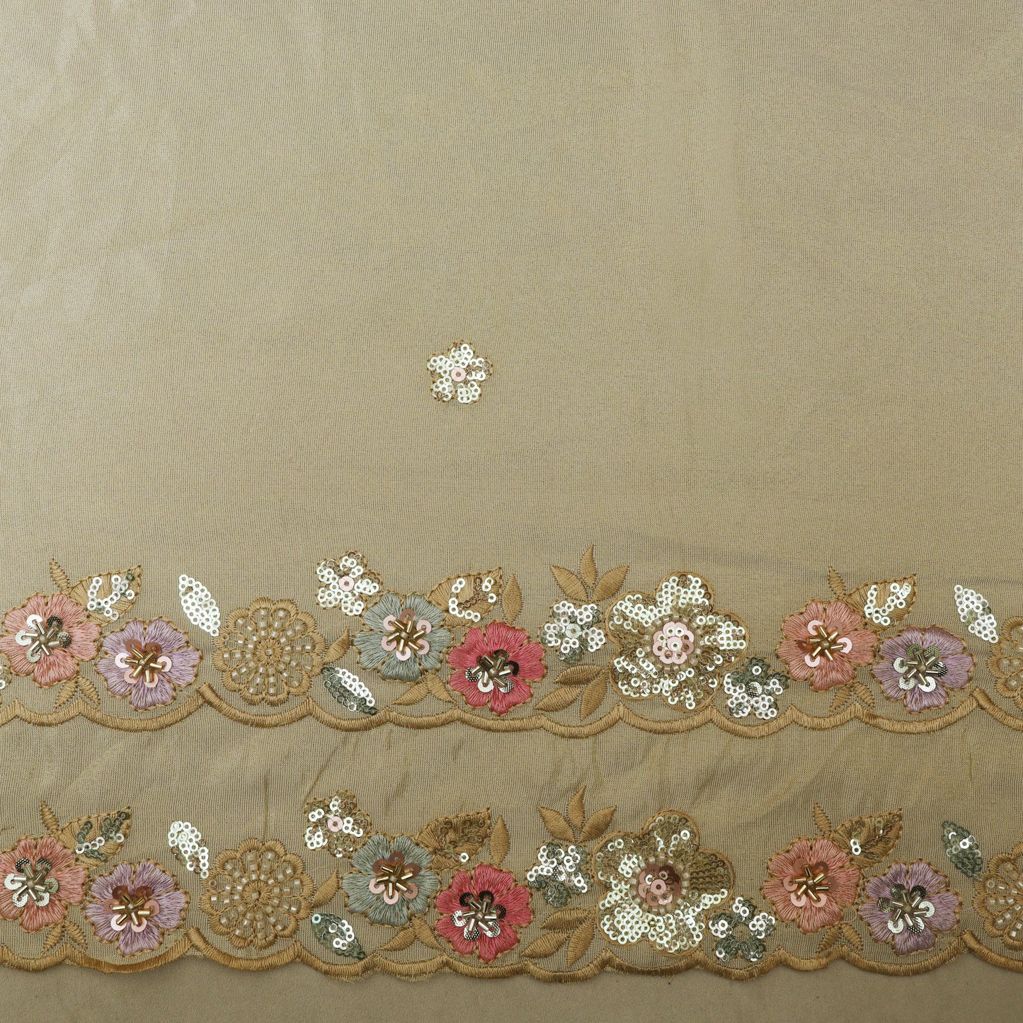 Beige Color Tissue Booti Fabric