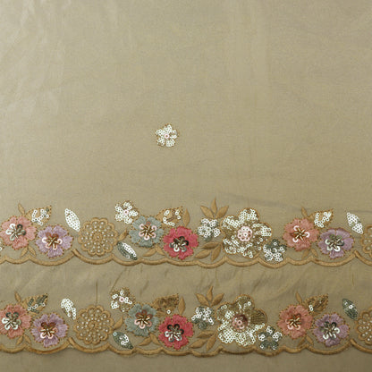 Beige Color Tissue Booti Fabric