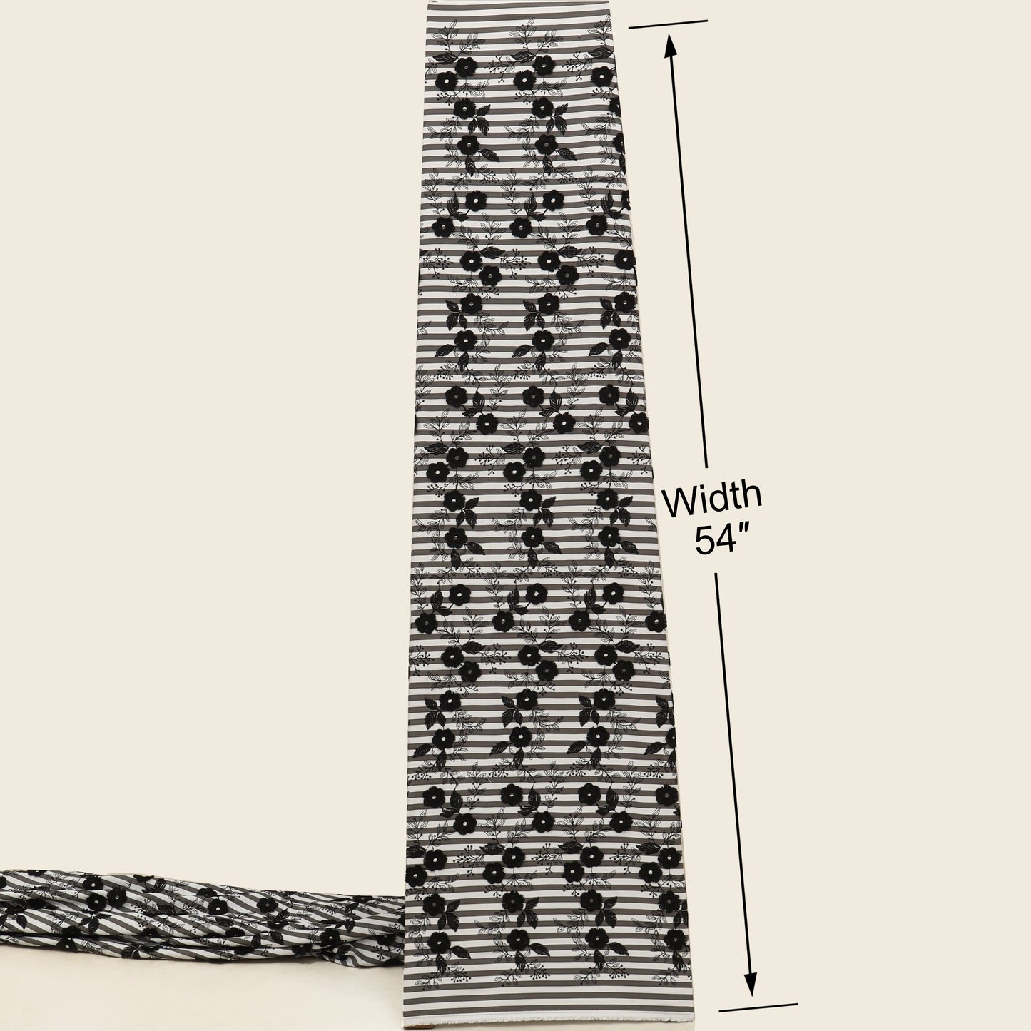 Crepe Silk Stripe Embroidery Fabric