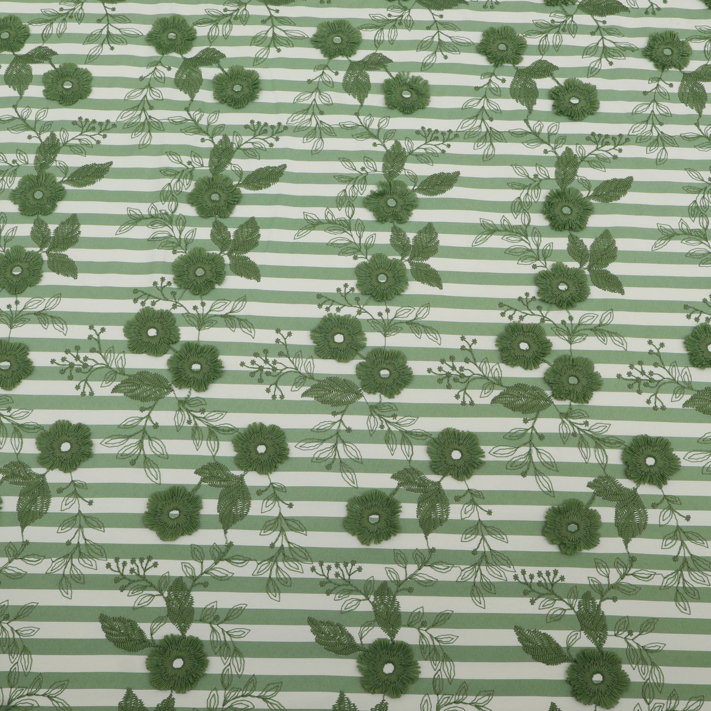 Crepe Silk Stripe Embroidery Fabric