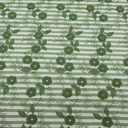 Crepe Silk Stripe Embroidery Fabric