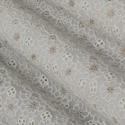 White Color Georgette Embroidery Fabric