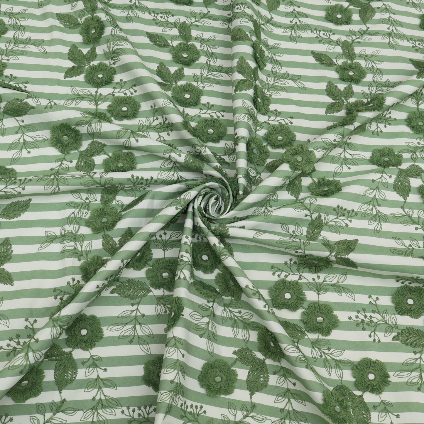 Crepe Silk Stripe Embroidery Fabric