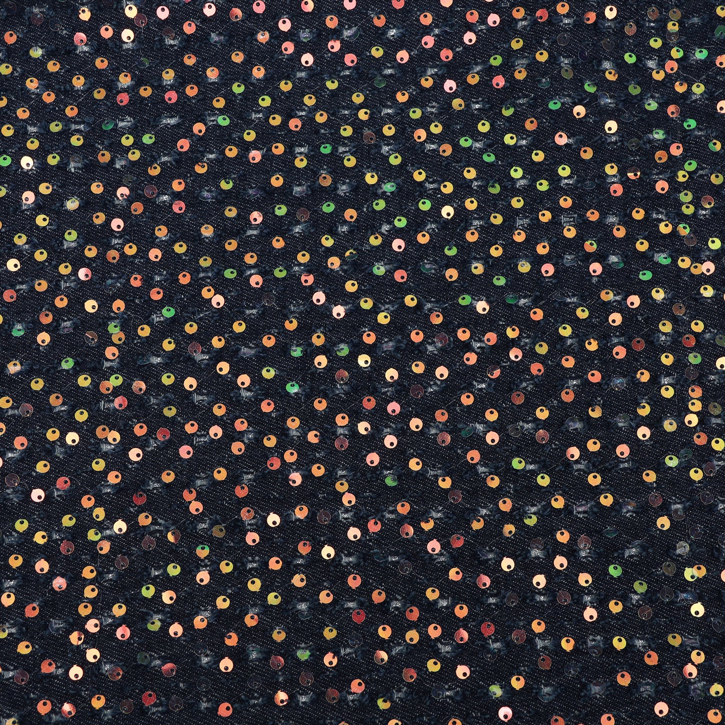 Black Multicolor Sequin Denim Fabric