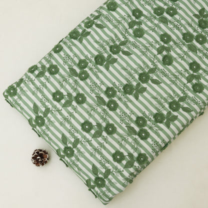 Crepe Silk Stripe Embroidery Fabric