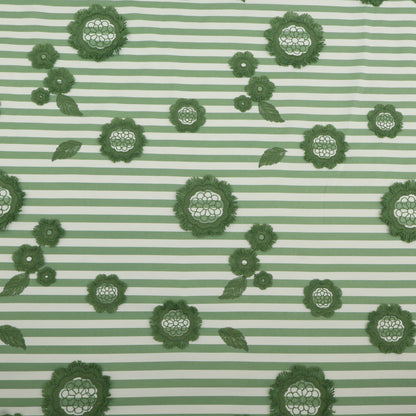 Crepe Silk Stripe Embroidery Fabric