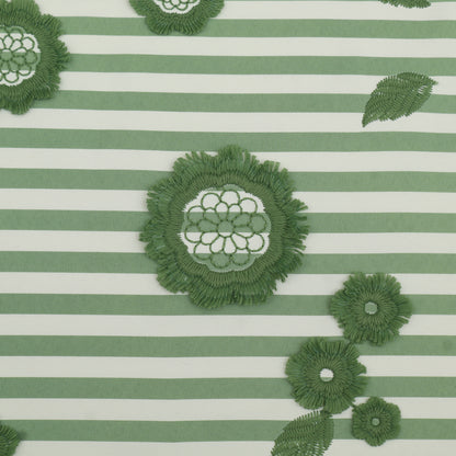 Crepe Silk Stripe Embroidery Fabric