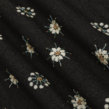 Floral Sequins Denim Embroidery