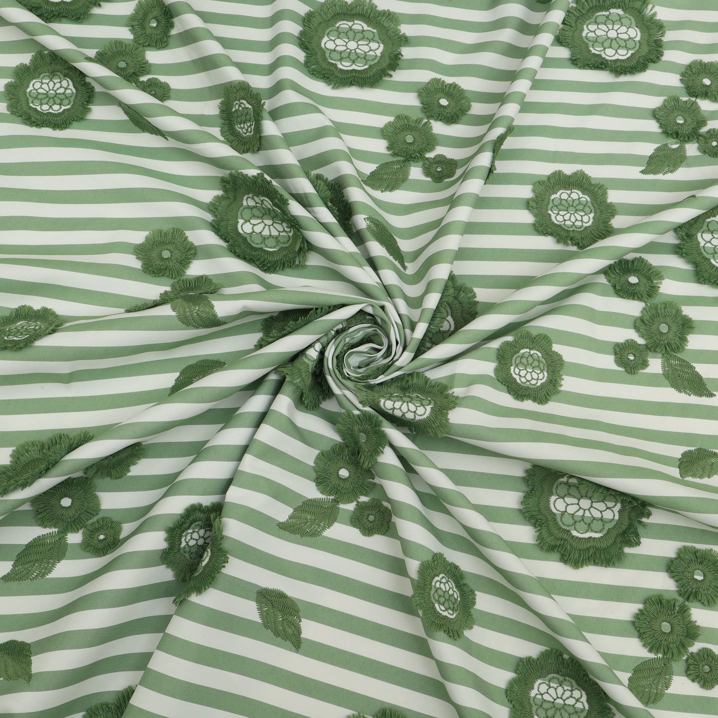 Crepe Silk Stripe Embroidery Fabric
