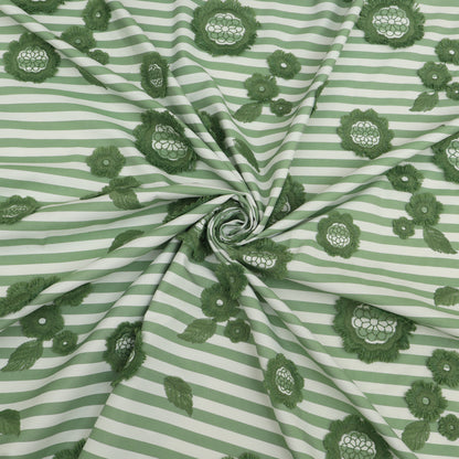 Crepe Silk Stripe Embroidery Fabric