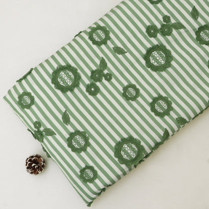Crepe Silk Stripe Embroidery Fabric