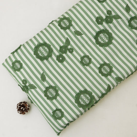 Crepe Silk Stripe Embroidery Fabric