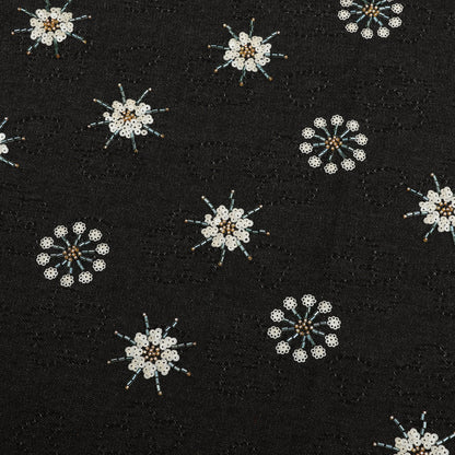 Floral Sequins Denim Embroidery