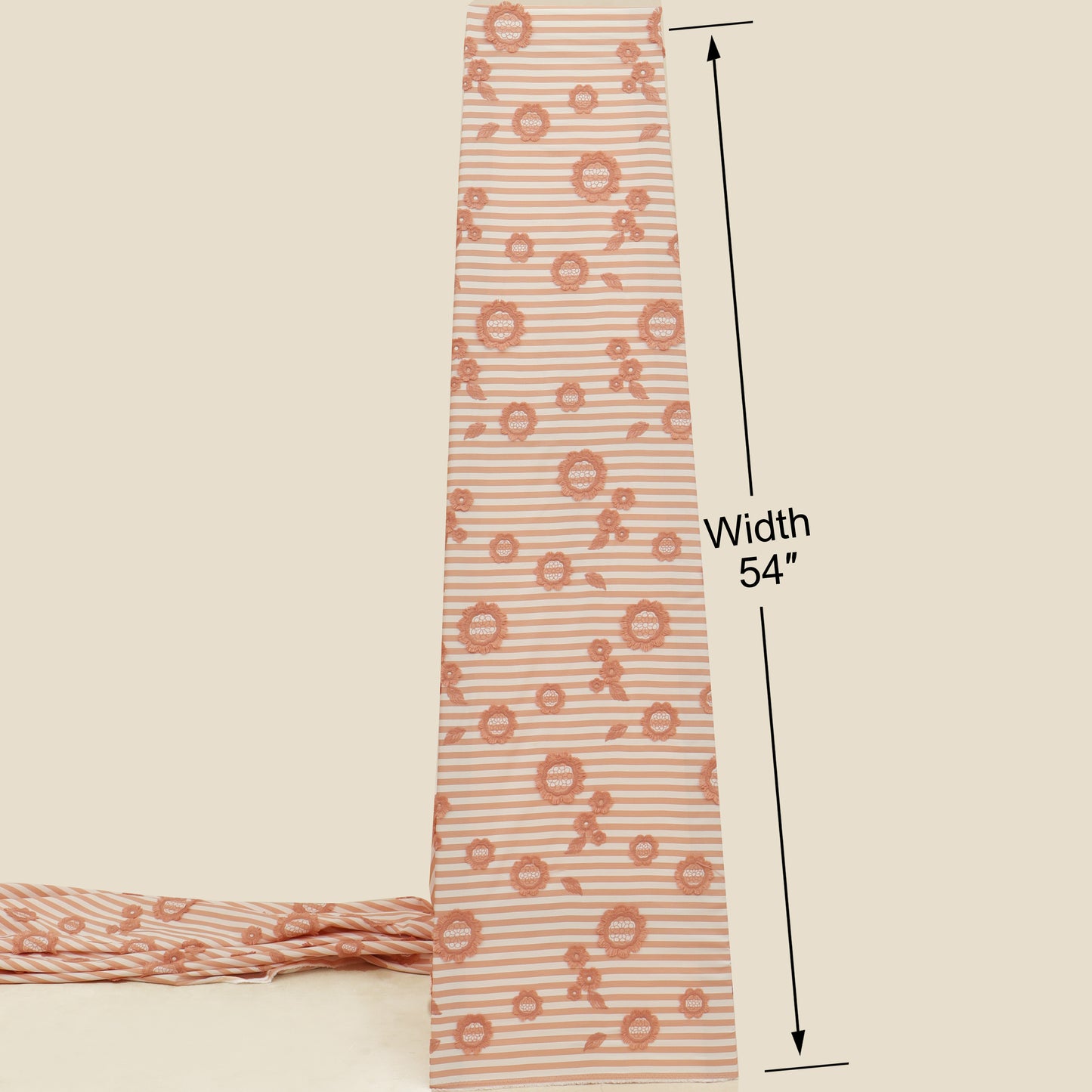 Crepe Silk Stripe Embroidery Fabric