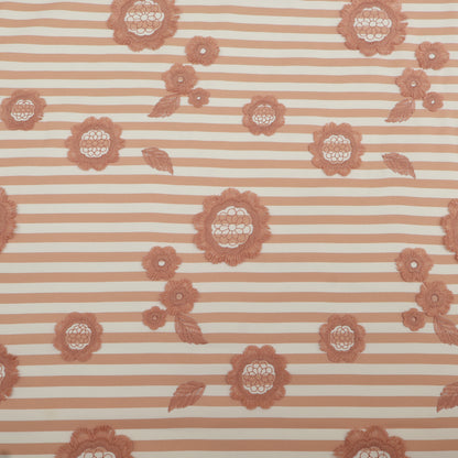 Crepe Silk Stripe Embroidery Fabric