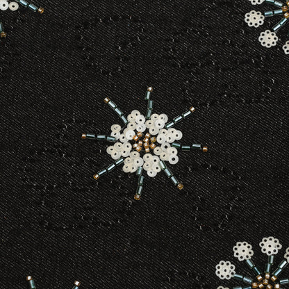 Floral Sequins Denim Embroidery
