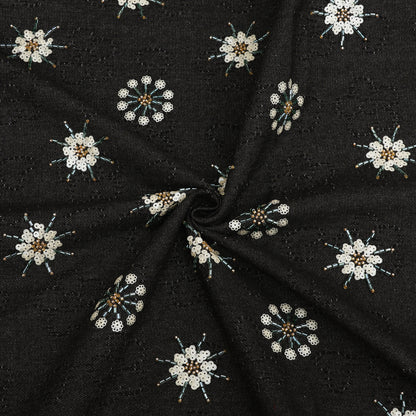 Floral Sequins Denim Embroidery