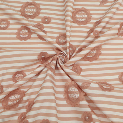 Crepe Silk Stripe Embroidery Fabric