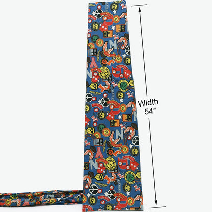 Denim Multicolour Print  Fabric